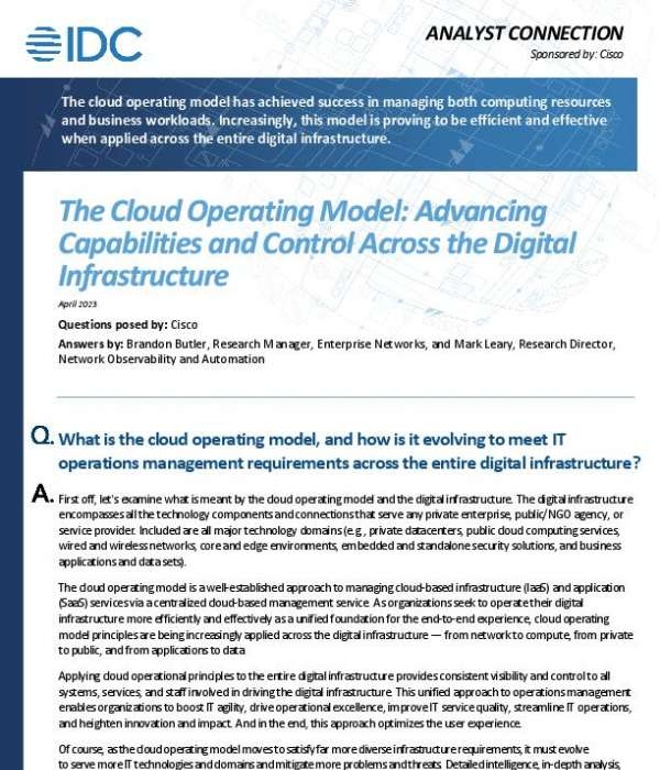 The Cloud Operating Model: Advancing Capabilities and Control Across the Digital Infrastructure