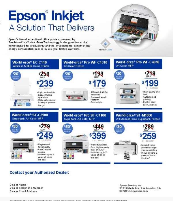 Epson US Instant Rebate Offer